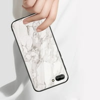 İphone Kılıfı İphone Plus Beyaz Mermerli Sert Cam Tasarım Tpu Kılıf