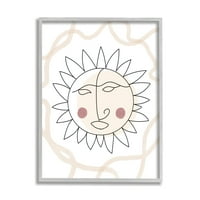 Stupell Industries Boho Güneş Çizgisi Çizimi Güneş Işınları Dalgalı Çerçeveli Duvar Sanatı, 14, Tasarım Lil 'Rue