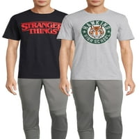 Stranger Şeyler erkek ve Büyük erkek Logosu ve Hawkins Yüksek Grafik T-Shirt, 2'liPaket