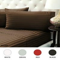 Colorsense İplik Sayısı Şam Şerit Pamuklu Çarşaf Seti Tam Kahverengi