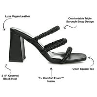 Journee Koleksiyonu Bayan Reagaan Tru Konfor Köpük Açık Kare Ayak Blok Topuk Sandalet
