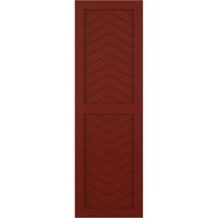 Ekena Millwork 18 W 38 H Gerçek Fit PVC İki Panel Chevron Modern Stil Sabit Montajlı Panjurlar, Biber Kırmızısı