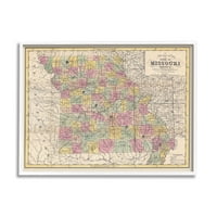 Stupell Industries Tarihi Missouri Güney ABD Eyalet Haritası Eski Haritacılık, 24, Tasarım Daphne Polselli