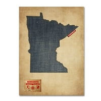 Michael Tompsett tarafından Marka Güzel Sanatlar Minnesota Haritası Denim Jeans Style Tuval Sanatı