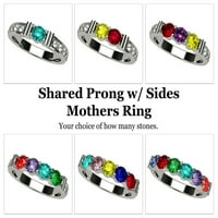 Nana Shared Prong W Side Stone Anneler Günü Yüzüğü 1- Taş 10 ayar Beyaz Altın Kadın-Beden 4. - Taş 5