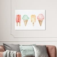 Wynwood Studio 'Ice Cream You Scream' Yemek ve Mutfak Duvar Sanatı Tuval Baskı - Beyaz, Pembe, 36 24