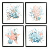 Çeşitli Deniz Yaşamı Deniz Mercan Kayalığı Hayvanlar ve Böcekler Grafik Sanat Siyah Çerçeveli Sanat Baskı Duvar Sanatı,