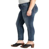 Gümüş Jeans A.Ş. Kadın Artı Boyutu Britt Düşük Rise Skinny Jeans Bel boyutları 12-24