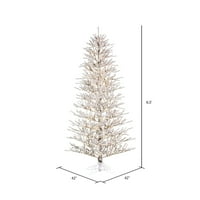 Vickerman 6.5 '42 Floklu tabanca çam Yapay Önceden Aydınlatılmış Noel ağacı, Sıcak beyaz LED ışıklar