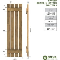 Ekena Millwork 1 2 W 67 H Americraft Dört Tahta Dış Gerçek Ahşap Aralıklı Tahta-n-Çıta Panjurlar, Yosun Yeşili