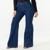 Sofya Jeans Kadın Flare Pantolon Yüksek Katlı Kot Pantolon, 30.5 ınseam