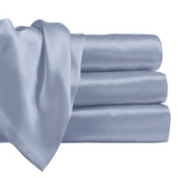 Saten Parlaklık İplik Sayısı Mavi Polyester Sac Takımları, Twin-XL