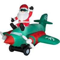 Animasyonlu Airblown Noel Şişme Santa İkiz Pervaneli Uçakta Oturan, 7.5 'Uzun