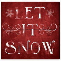Pist Avenue Tatil ve Mevsimsel Duvar Sanatı Tuval Baskılar 'Let It Snow' Tatil-Kırmızı, Beyaz