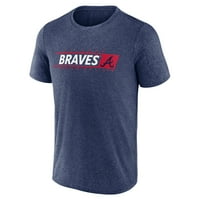 Erkek Fanatikleri Markalı Heather Donanma Atlanta Braves Güçlü Swat T-Shirt