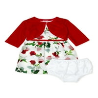 Wonder Ulus Toddler Kız Gölge Şerit Gül Noel Elbise ve Omuz Silkme, 2 Parça Set, Boyutları 2 T-5 T