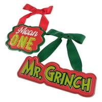 En Grinch Kim Çaldı Noel, Mini Metal ve Şerit İşareti PK, Yeşil, Kırmızı, Yenilik Duvar Dekorasyonu