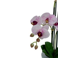 21 Beyaz Saksıda Pembe ve Beyaz Yapay Orkide Bitkisi