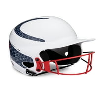 -BU vizyon klasik Softbol vuruş kask 2.0, beyaz, kırmızı ve mavi, orta ve büyük