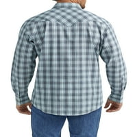 Wrangler® Erkek ve Büyük Erkek Düzenli Fit Uzun Kollu Batı Gömlek, S-5XL Bedenler