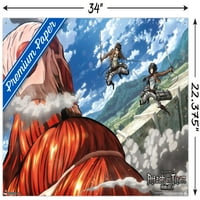 Titan'a Saldırı- İtme Pimleri ile Çift Takım Duvar Posteri, 22.375 34