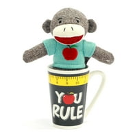 Sevgililer dolması peluş çorap maymun latte kupa hediye seti
