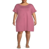 Terra & Sky Kadın Büyük Beden Rulo Manşet Tişört Elbise