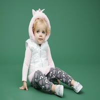 Küçük Kız Tek Boynuzlu At Kirpi Yelek Kürk Kesilmiş Başlık, Üst ve Tozluk, 3 Parçalı Kıyafet Seti