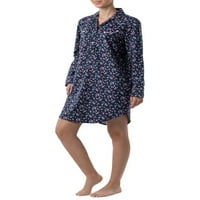 Wrangler kadın Uzun Kollu Pazen Pijama Sleepshirt, Boyutları S-4X