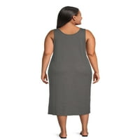 Terra & Sky Kadın Büyük Beden Örgü Nervürlü Tank Elbise, Paket
