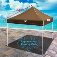 Ez pop Up Anında Gölgelik 10'X10 ' Yedek Üst Gazebo EZ Gölgelik Örtüsü Sadece Veranda Pavilion Güneşlik Polyester-Kahverengi