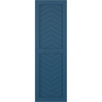 Ekena Millwork 18 W 80 H Gerçek Fit PVC İki Panel Chevron Modern Stil Sabit Montajlı Panjurlar, Sojourn Blue