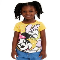 Minnie Mouse Yürümeye Başlayan Kız Grafik Baskı Moda Tişörtler, 4'lü Paket, Boyutları 2T-5T