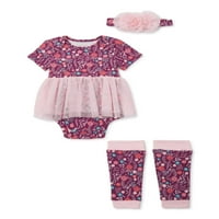 Miniville Kız Bebek Tutu Elbise, Bacak ısıtıcıları ve Kafa Bandı Kıyafeti, 3'lü Set