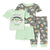 Bebek Yoda yürümeye başlayan çocuk pijama, 4 parçalı Set, boyutları 2T-5T