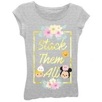 Tsum Tsum Girls ' Hepsini İstifle Altın Çatlak Folyo ile Kısa Kollu Grafikli tişört