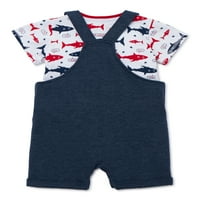 Wonder Nation Erkek Bebek Tişörtü, Tulum ve Bandana Önlüğü, 3'lü Kıyafet Seti