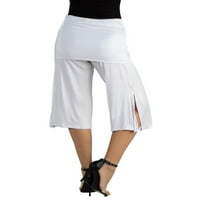 Rahat Giyim Kadın Kırpılmış Elastik Düz Pantolon