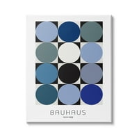 Stupell Industries Bauhaus Geometrik Daire Kare Soyut Kompozisyon Mavi Siyah, 40, Tasarım Tasarım Fabrikken