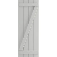 Ekena Millwork 1 2 W 64 H Gerçek Uyum PVC Dört Tahta Birleştirilmiş Tahta-n-Çıta Panjurlar w Z-Bar, Dolu Fırtınası