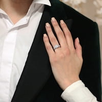 Miabella kadın Karat T. W. Prenses Kesim ve Yuvarlak Kesim Pırlanta 10kt Beyaz Altın Crossover Nişan Yüzüğü