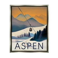 Stupell Sanayi Aspen Kar Yamaçlarında Dağ Grafik Sanat Parlaklık Gri Yüzen Çerçeveli Tuval Baskı Duvar Sanatı, tasarım