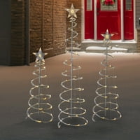 LED ışıklı Sıcak Beyaz Dış Mekan Spiral Noel Koni Ağaçları Seti 3 ', 4' ve 6'