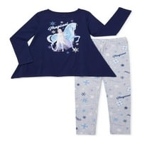 Disney Dondurulmuş Özel Köpekbalığı Isırığı Grafikli Tişört ve Tayt, 2 Parça Kıyafet Seti, 4-16 Beden