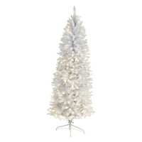 Neredeyse Doğal Sıcak Beyaz Önceden Aydınlatılmış LED Beyaz, Bükülebilir Dalları 6'olan ince Noel Ağacını Süsledi