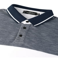 Benzersiz pazarlık erkek rahat renk bloğu yaz Golf Polo kısa kollu tişört