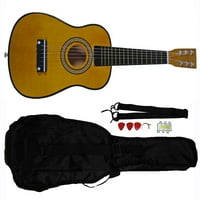 Mini Çocuk Akustik Oyuncak Gitar Seti Gig Bag + Seçtikleri + Kayış + Tuner-Glitter Mor