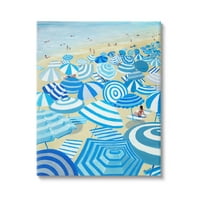 Stupell Industries Çizgili Kıyı plaj Şemsiyeleri Resim Galerisi Sarılmış Tuval Baskı Duvar Sanatı, Tasarım Yaşam