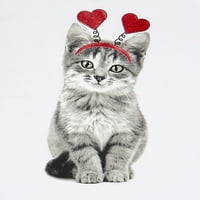Kızların Sevgililer Günü Kedi Grafikli Tişört, 4- 18 Beden
