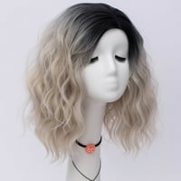 Benzersiz pazarlık insan saçı peruk kadınlar için 14 bej kıvırcık peruk kap kabarık kıvırcık dalgalı